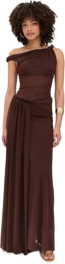 MISHA Women's The Sisal Mesh Maxi Dress X-Small Chocolate