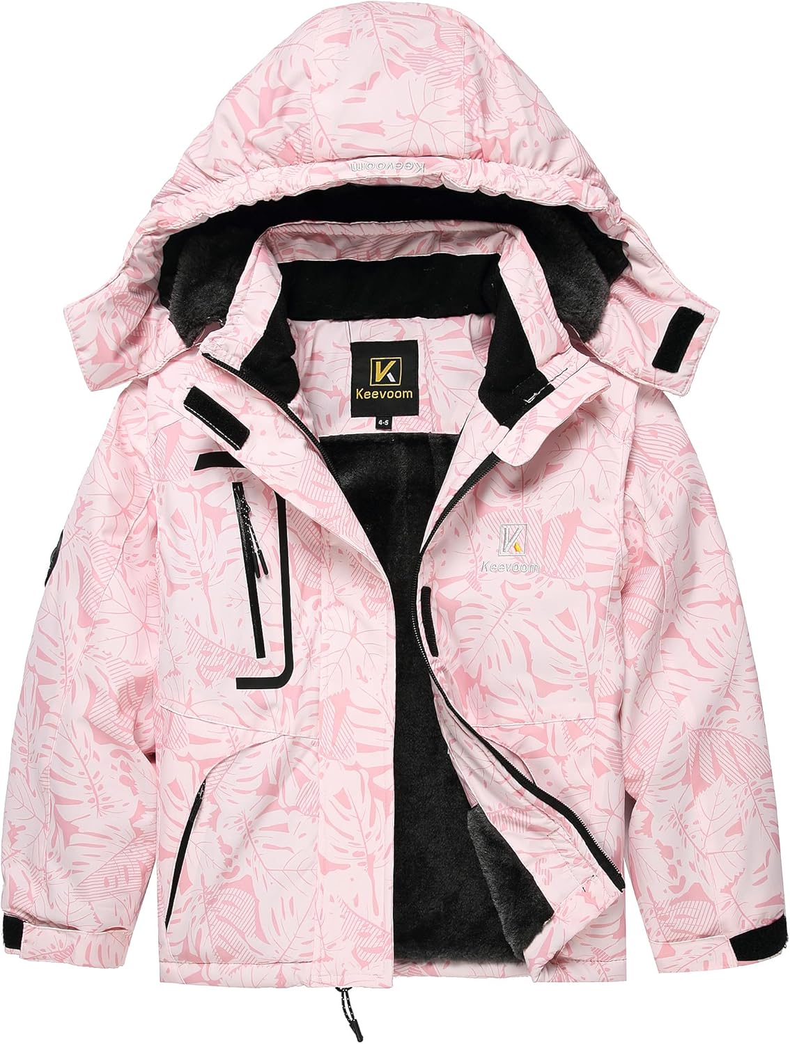 Girl's Ski Jacket Winter Warm Thick Snow Coat Windproof Kids Outdoor Hooded Jackets 14-16 Maple Pink