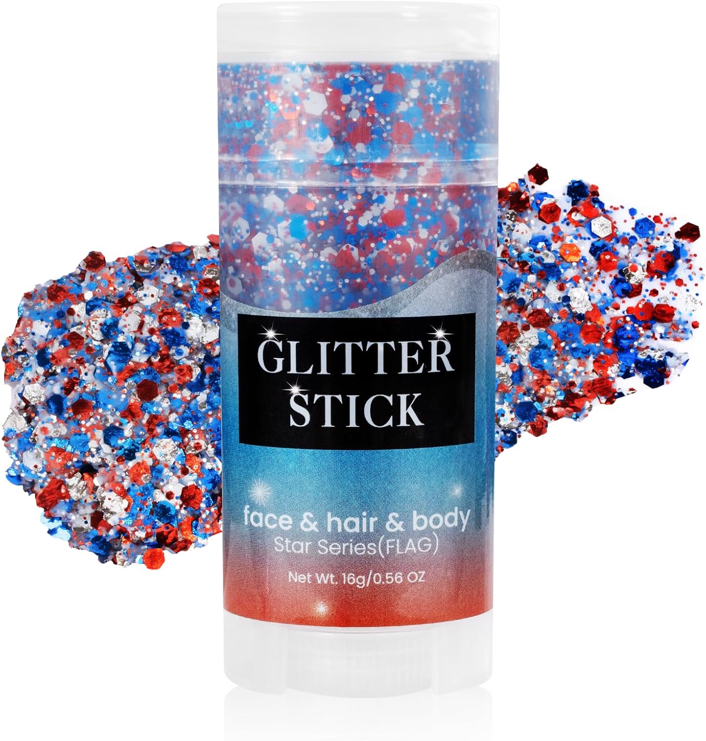 Red White and Blue Body Glitter Stick,4th of July Outfits for Women Kids,Fourth of July Accessories,Patriotic USA Flag Face Hair Glitter for Independence Day Memorial Day Veterans Day,0.56oz 08# Red White and Blue Glitter Stick