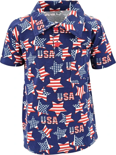 Moisture Wicking Kids Polo Shirts for Toddler Boys Polo Shirt 8 Years Flag Stars