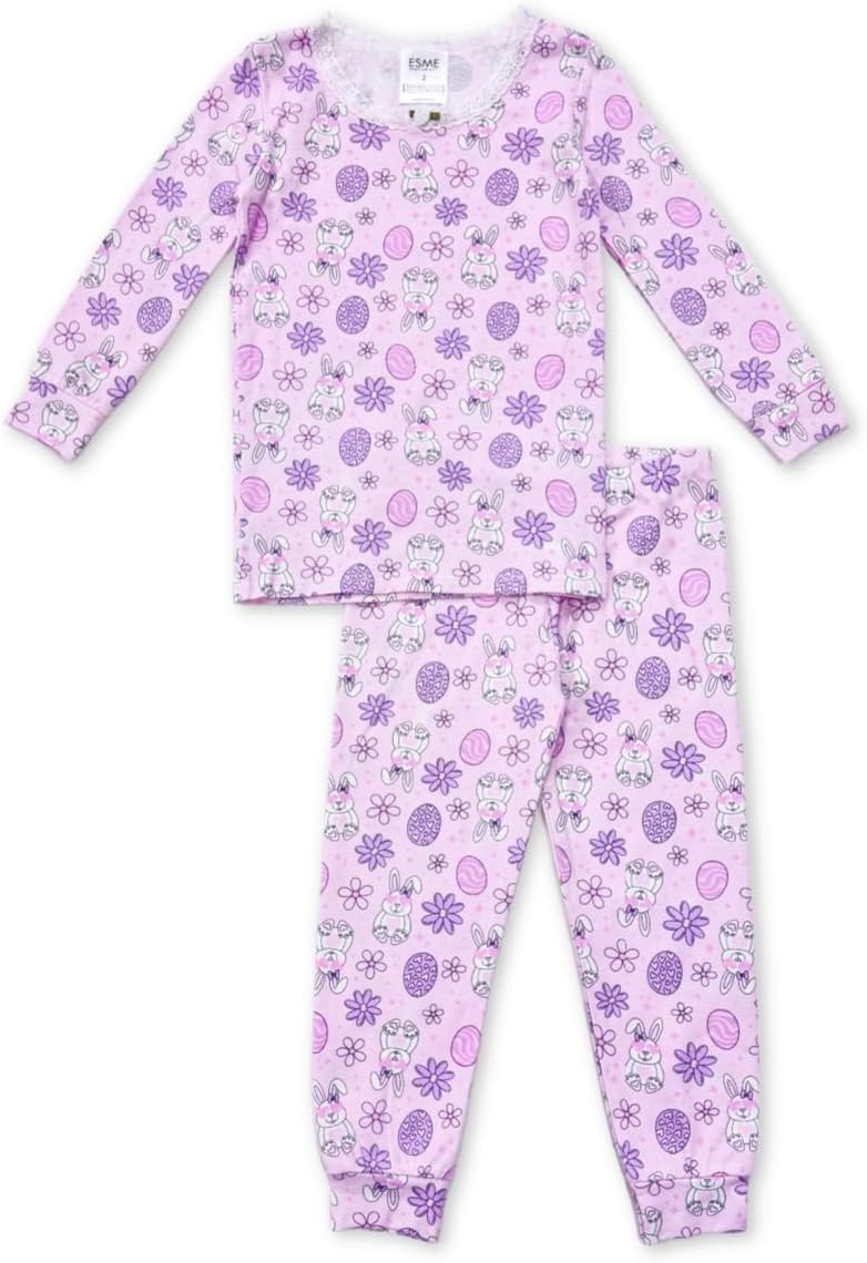 ESME Little Girls & Big Girls Full Length PJ Set Size 18 month 2 3 4 5 6 7 8 10 12 14 5T Bunny Pink