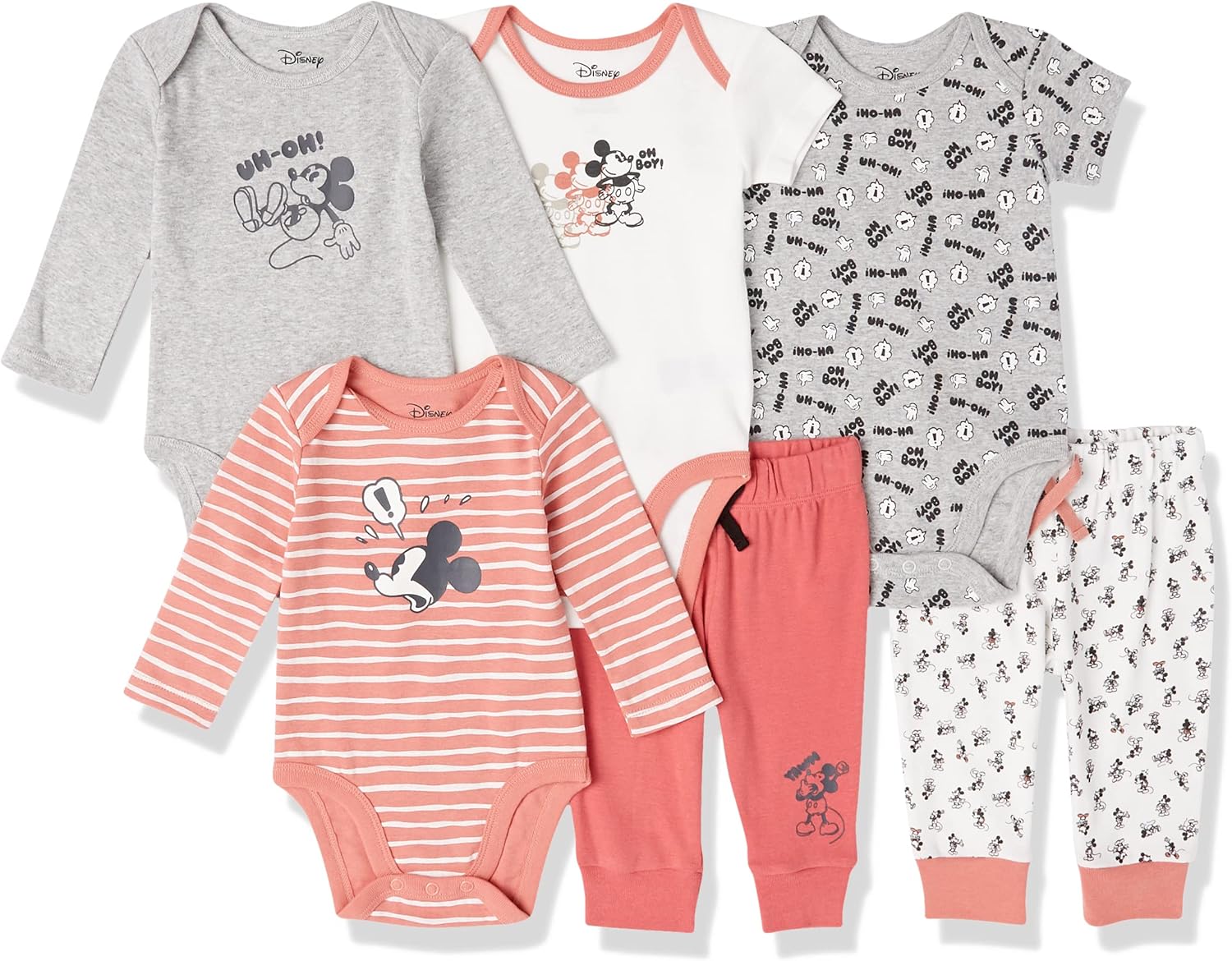 Disney - Marvel - Star Wars Unisex Babies' 6-Piece Outfit Set, Pack of 6 Newborn Mickey Expressions