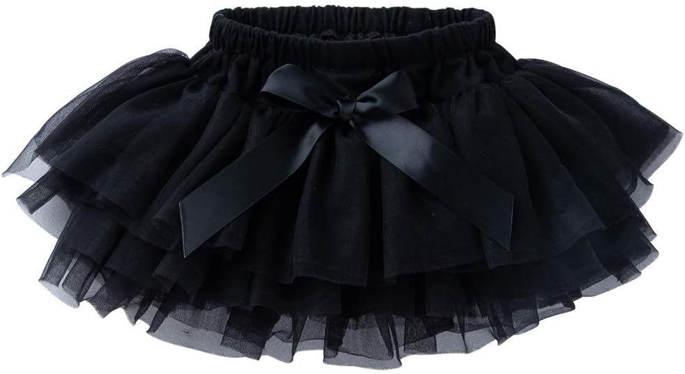 Anbaby Baby Girls Soft Tutu Skirt Toddler Ruffled Pants Diaper Cover 12-24 Months Black