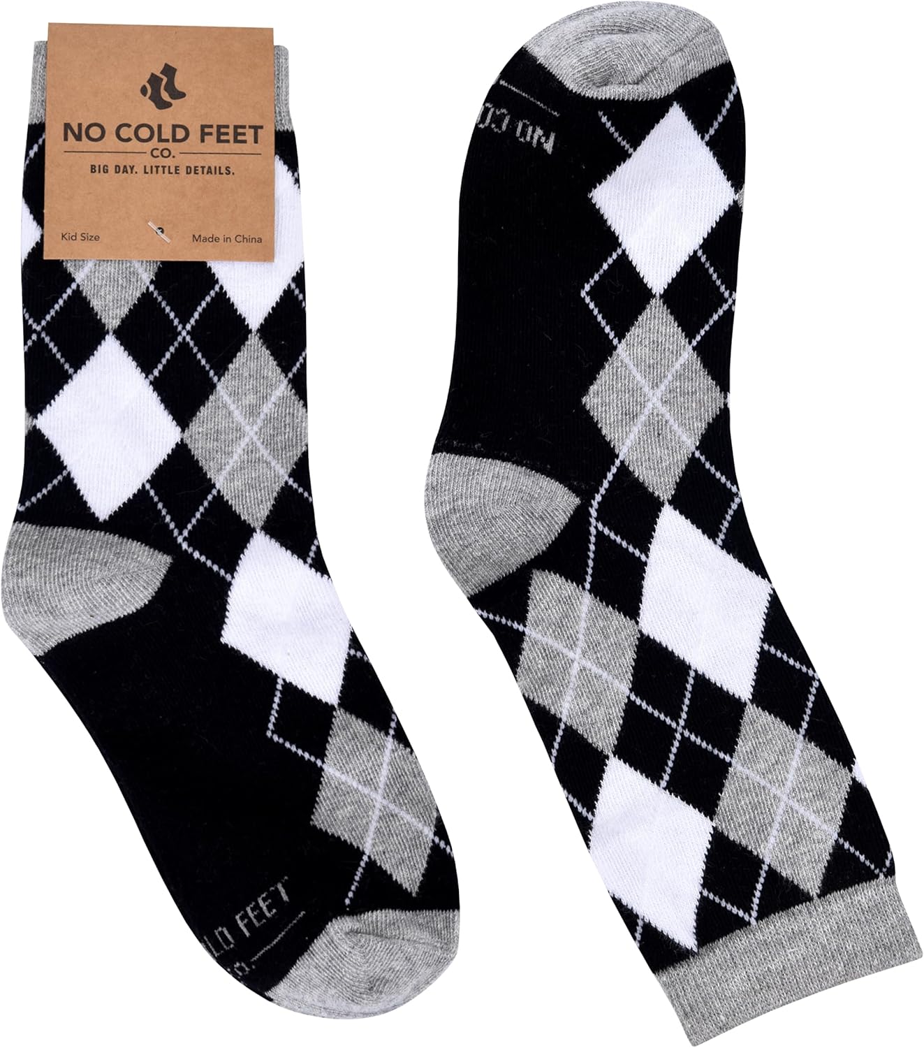 Kids Boys Fun Dress Socks, Colorful, Patterned, Novelty, Mid-High, Long One Size Black and White Argyle