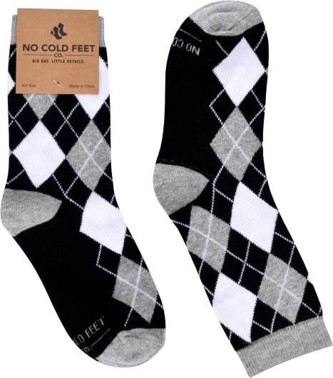 Kids Boys Fun Dress Socks, Colorful, Patterned, Novelty, Mid-High, Long One Size Black and White Argyle