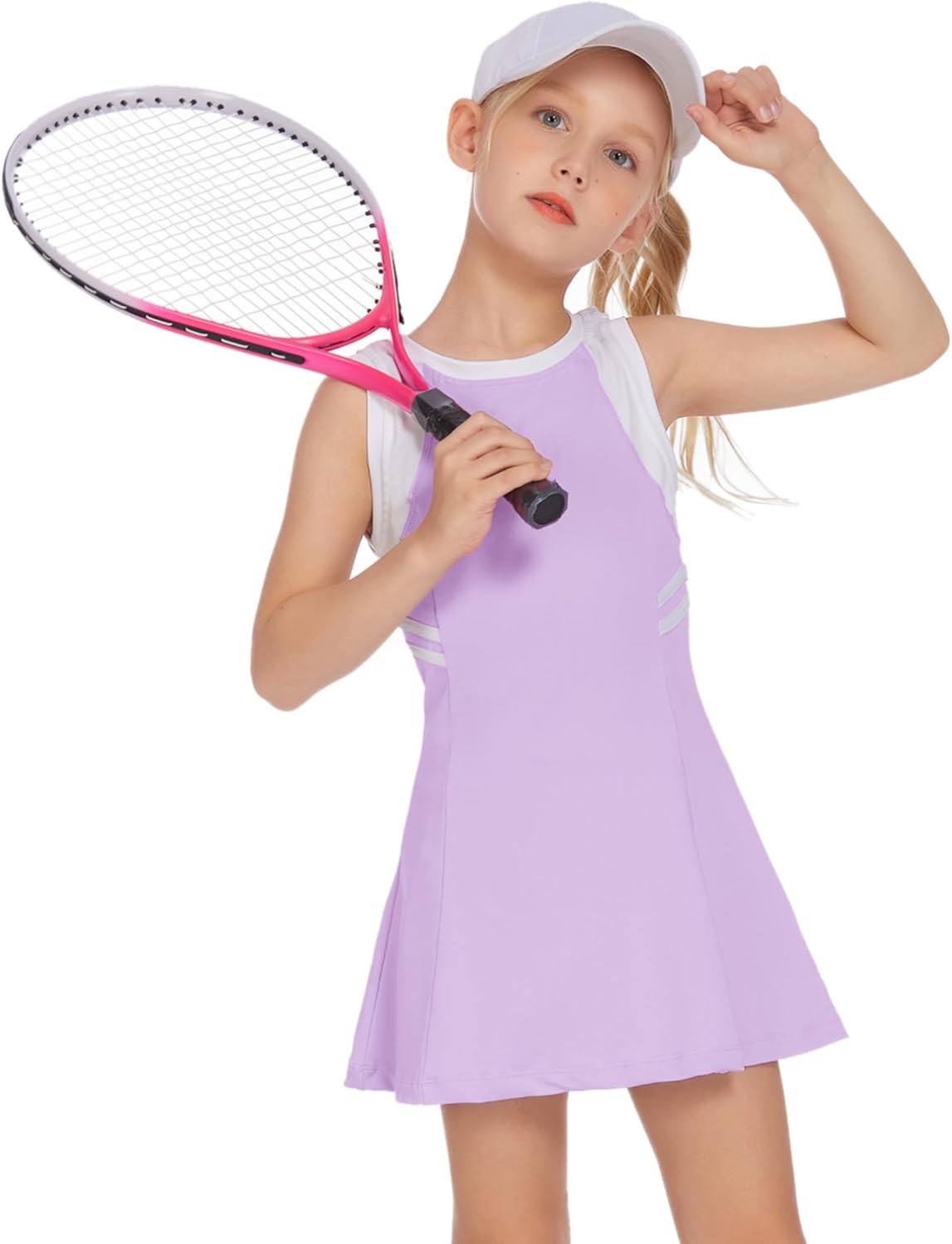 Girls Tennis Dress Cute Golf Outfit Sleeveless Workout Athletic Dresses with Shorts Pockets