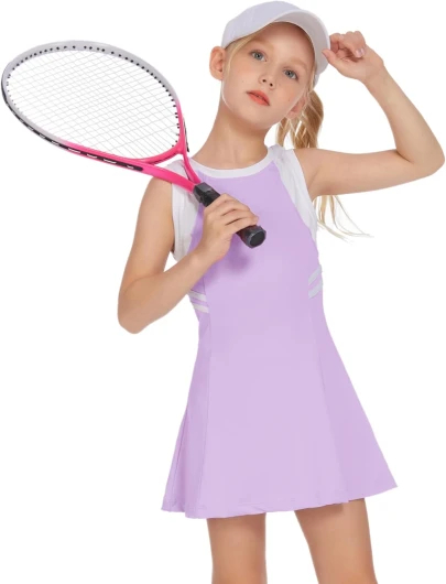 Girls Tennis Dress Cute Golf Outfit Sleeveless Workout Athletic Dresses with Shorts Pockets