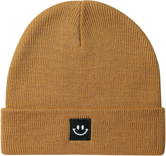 Baby Beanie Knit Ski Hat with Cute Face for Girls Boys 0-7 Years 0-6 Months Camel