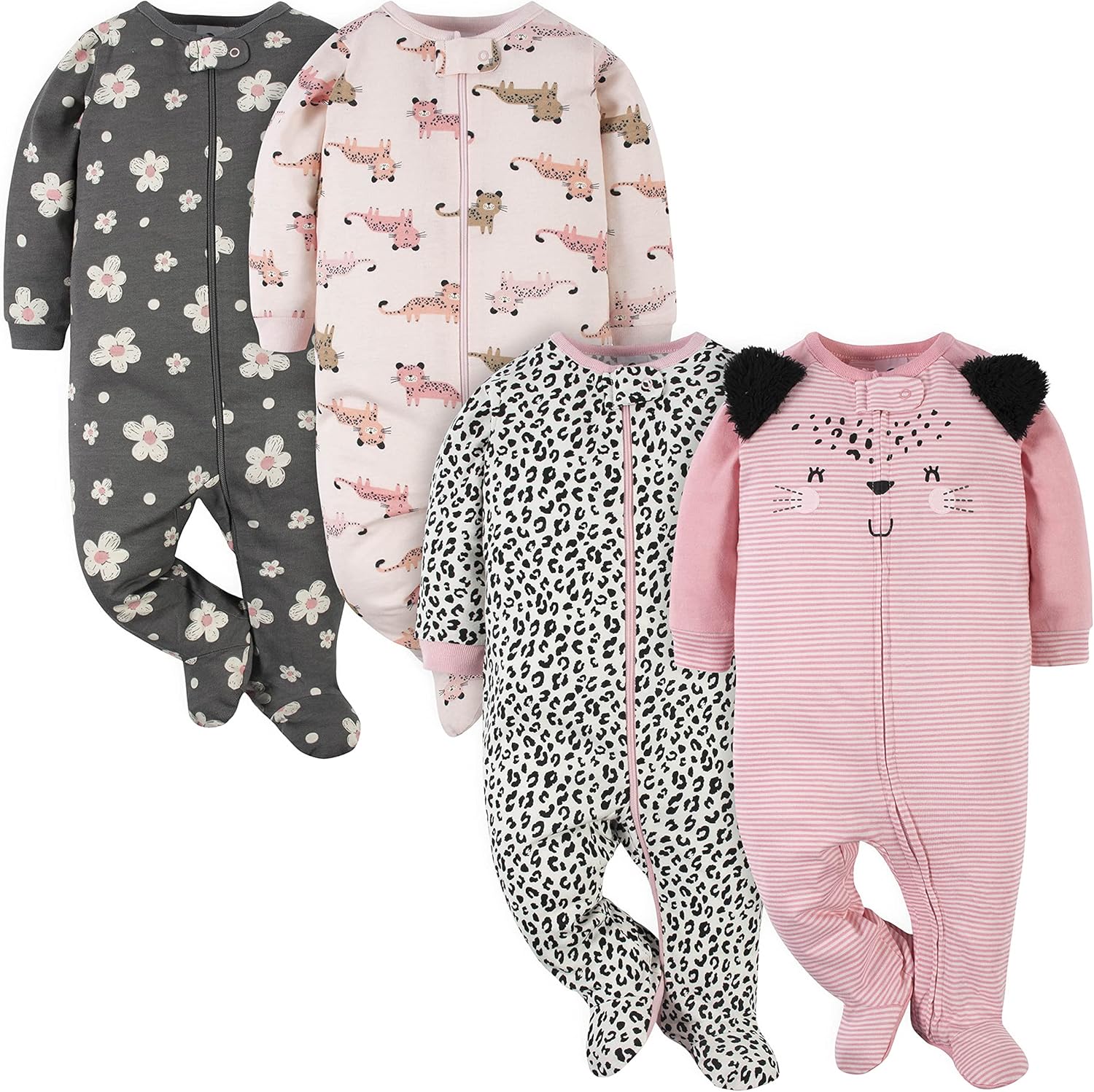 Baby Girls' 4 Pack Sleep 'N Play Footie
