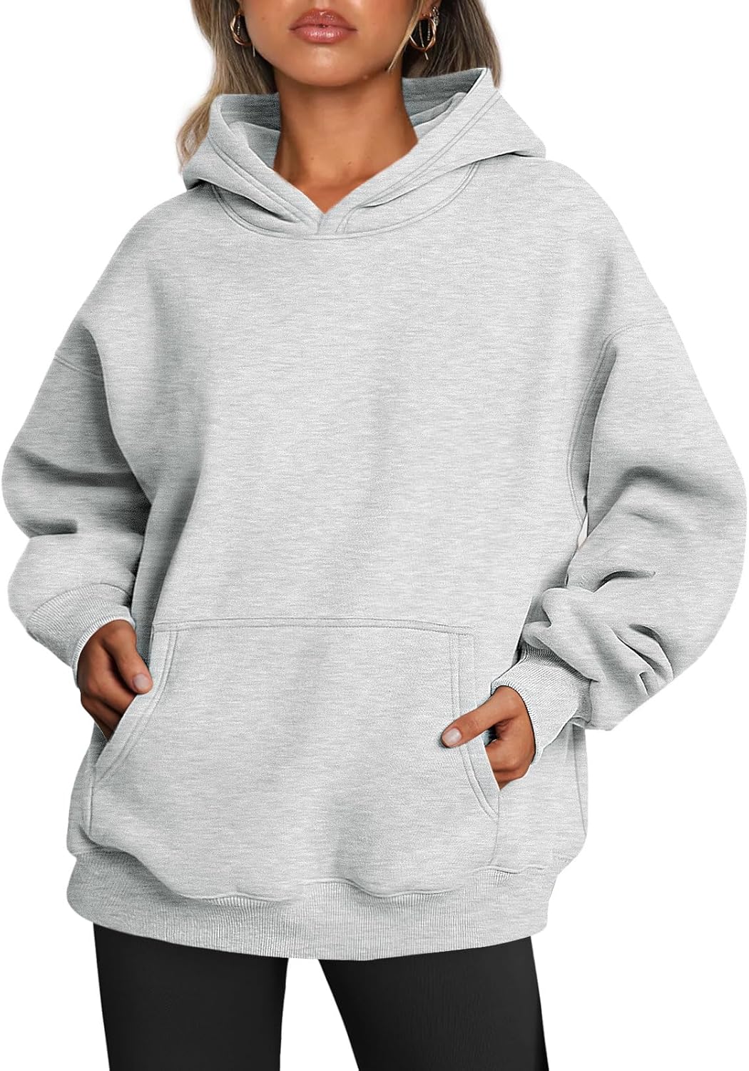 Womens Oversized Hoodies Fleece Sweatshirts Fall Fashion 2025 Pullover Sweaters Winter Clothes Grey Medium
