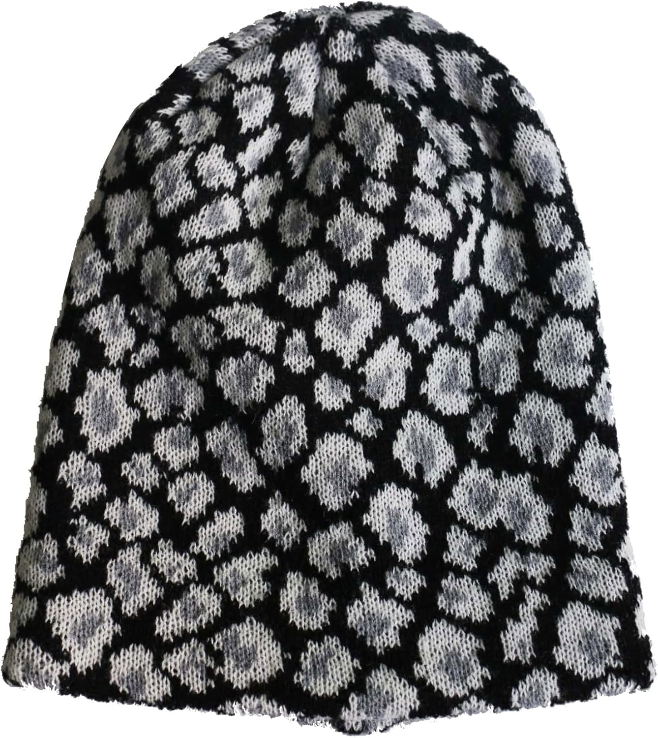 Leopard Print Beanie Hat Cheetah Pattern Skull Cap Double Layer Cuffed Watch Hats for Women, Men One Size-Large White