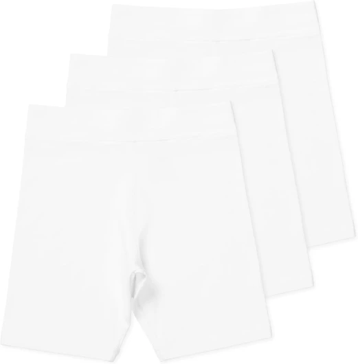 Lucky & Me - Kylie Girls Organic Cotton Bike Shorts - Tagless with Good Coverage (3-Pack) 9-10 Years White