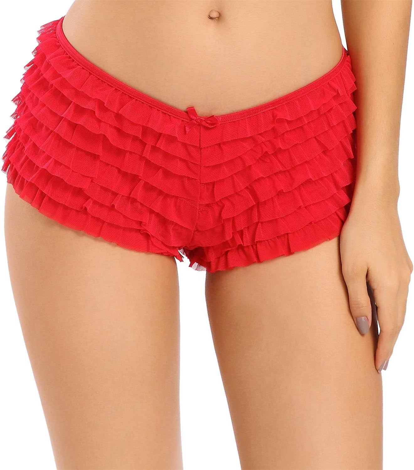 Womens Sexy Mesh Ruffle Panties Booty Boy Shorts Underwear