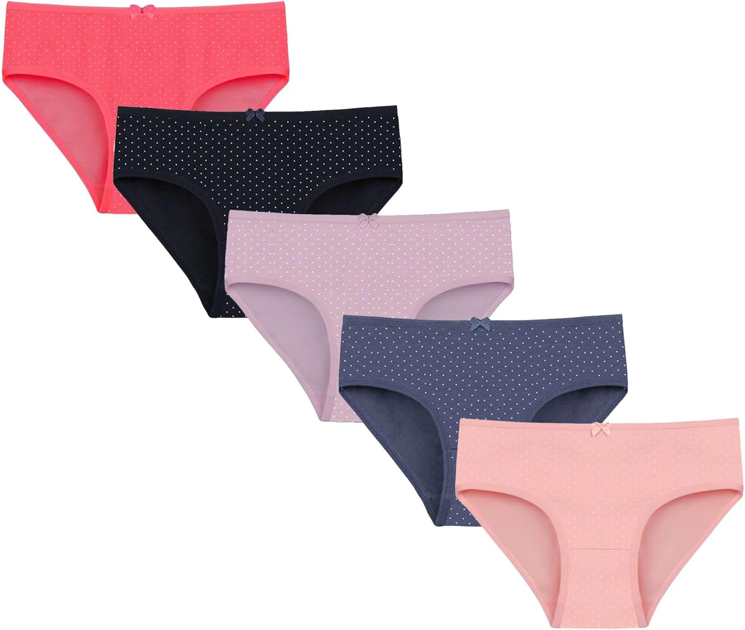 Girls' Soft Cotton Underwear - Kids Bikini Brief Panties for Girls and Toddlers 5-Pack, Age: 2-15 6-7 Years Dotted Print