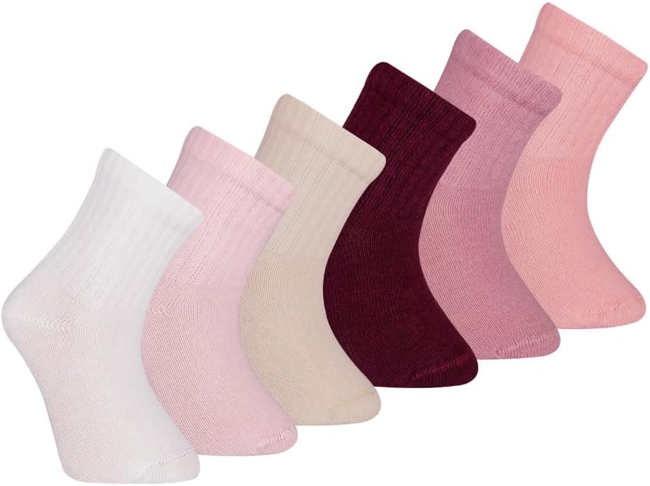 Bella Seamless-Toe Turkish Cotton Ribbed Crew Socks - Stylish and Cozy 6-Pack Baby & Toddler Socks