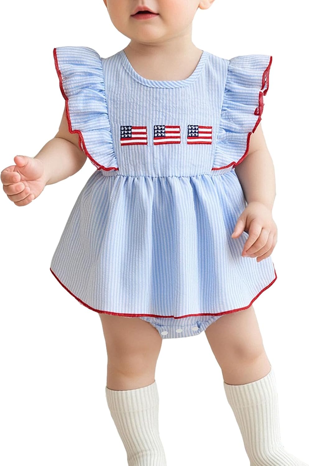 Thanksgiving Baby Girl Outfits My First Thanksgiving Bubble Romper Newborn Homemade Rolls Outfit Clothes American Flag Blue 6-12 Months