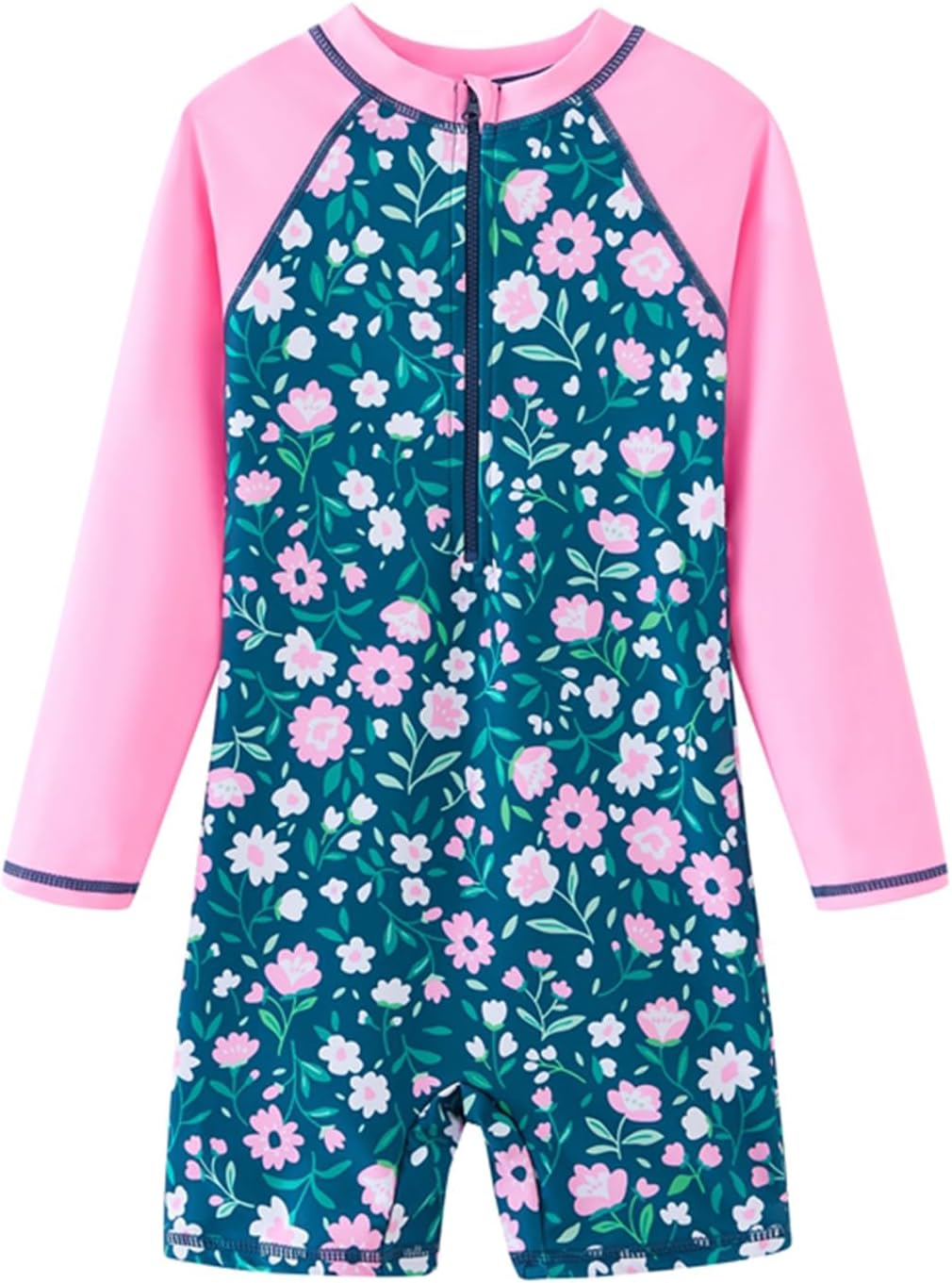 Girls Long Sleeve Rash Guard One Piece Swimsuits with UV Protection Sunsuit 5-6 Years Flower