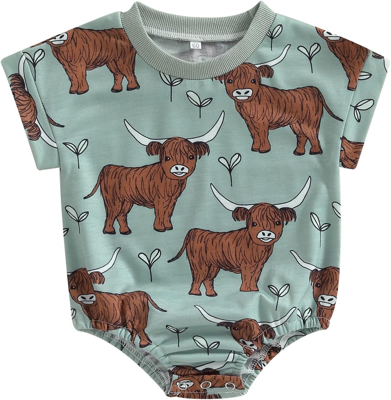 Western Baby Boy Girl Clothes Romper Cow One Piece Oneise Infant Cowboy Cowgirl Bodysuit Tops Newborn Baby Outifts Green 3-6 Months