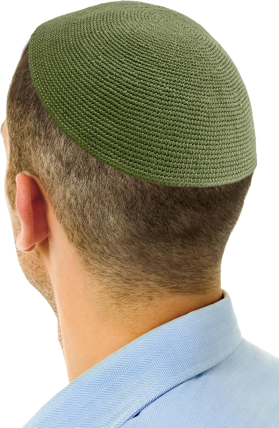 Hand Made 100% Cotton DMC Hand Knitted Kippah Hat Designed in Israel, Hats for Men, Yarmulke Hat, Kippah for Men and Kids (IDF Green, 19cm-7.5inch-Flat) 19cm-7.5inch-Flat Idf Green