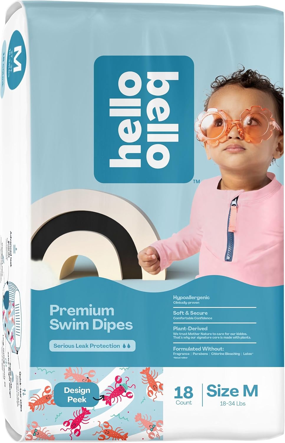 Premium Swim Diapers I Affordable and Eco-Friendly Disposable Swim Dipes for Babies and Kids I Size Medium - Diaper Size 4-5 Medium (Pack of 18)