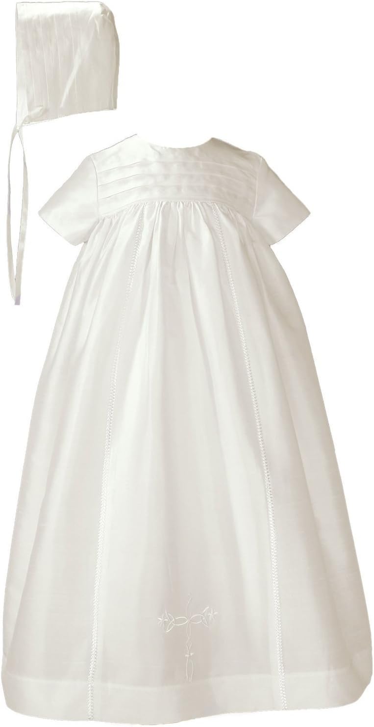 26" Silk Dupioni Family Christening Baptism Heirloom Gown with Cross 12 Months