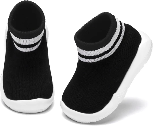 Baby Shoes & Socks - Non-Slip Breathable Slippers with Soft Rubber Sole - Baby Boys & Girls Slip On Sneakers 12-15 Months Infant Black