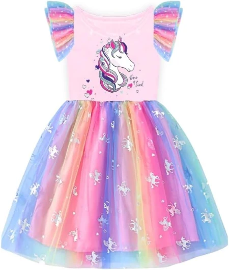 Girls Dresses Summer Party Pink Tutu Dress for 2-12 Years Kids 6 Years Ash4871