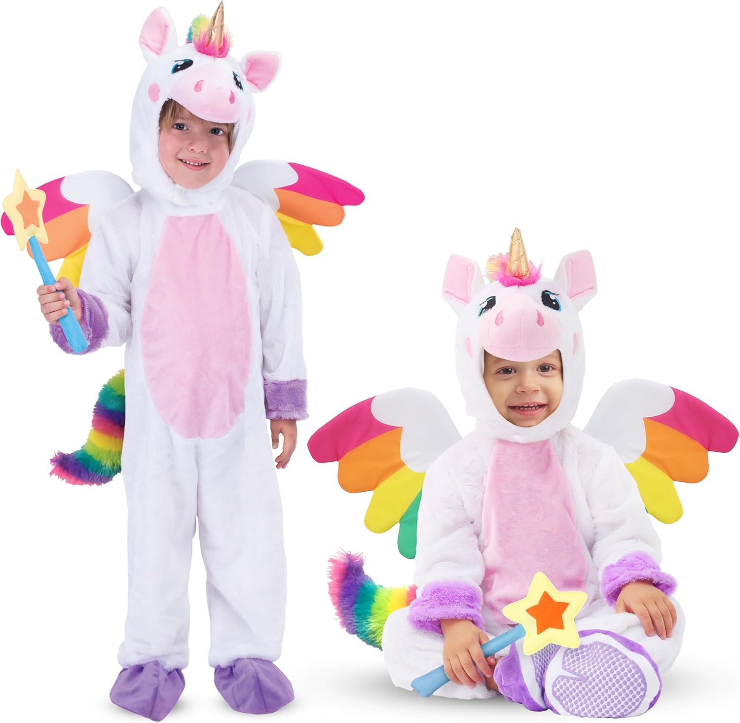 Halloween Unicorn Costume Toddler, Unicorn Costume Girls with Wings and Star Wand for Dress up Party Small (5-7 yrs)