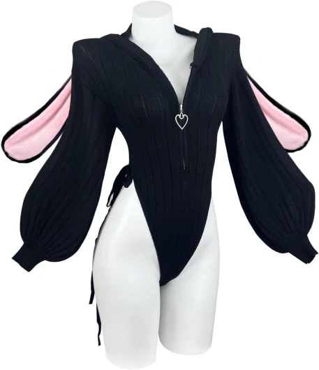 Cosplay Sexy Bunny Outfit (3-Piece Set) Cosplay lingerie for women Animal Costumes Bunny Bodysuit Black L-XL