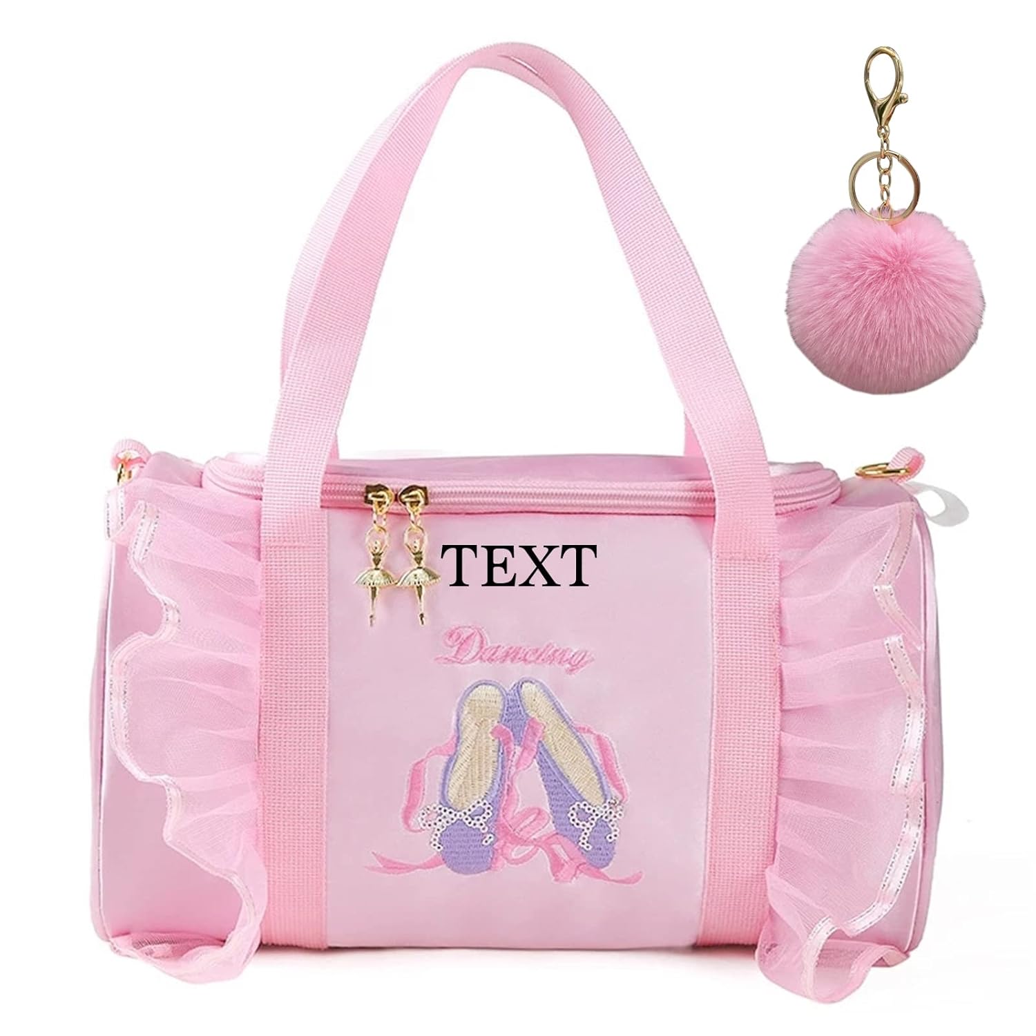 Personalized Kids Dance Ballet Bag Large Capacity Fashion Tote Bag Custom Dance Bag Waterproof Kids Travel Bag Pink Lace Bag for Girls Yoga Bag Dance Duffle Bag Handbag