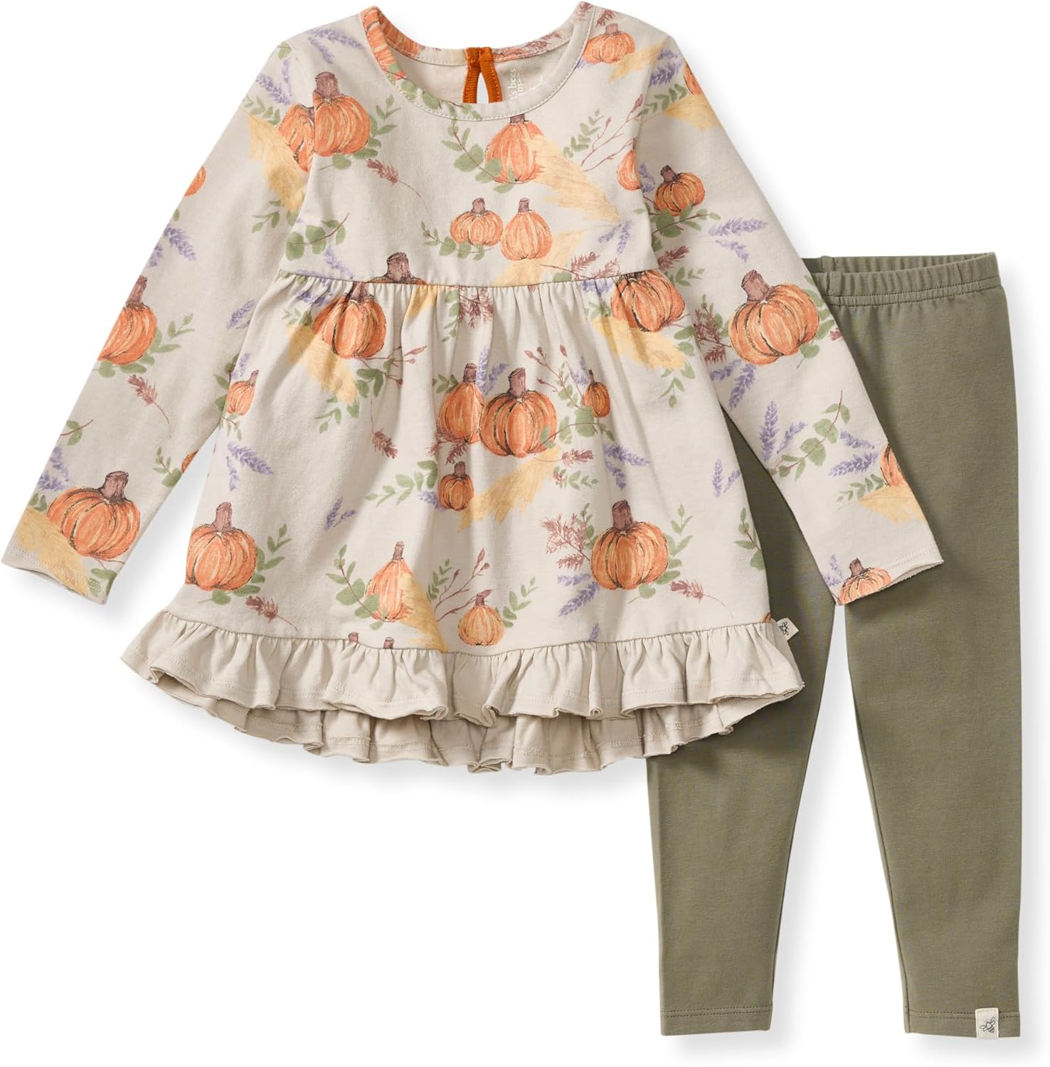 Burt's Bees Baby Baby Girls' Long Sleeve Top and Pant Set, 100% Organic Cotton 3T Autumn Feels