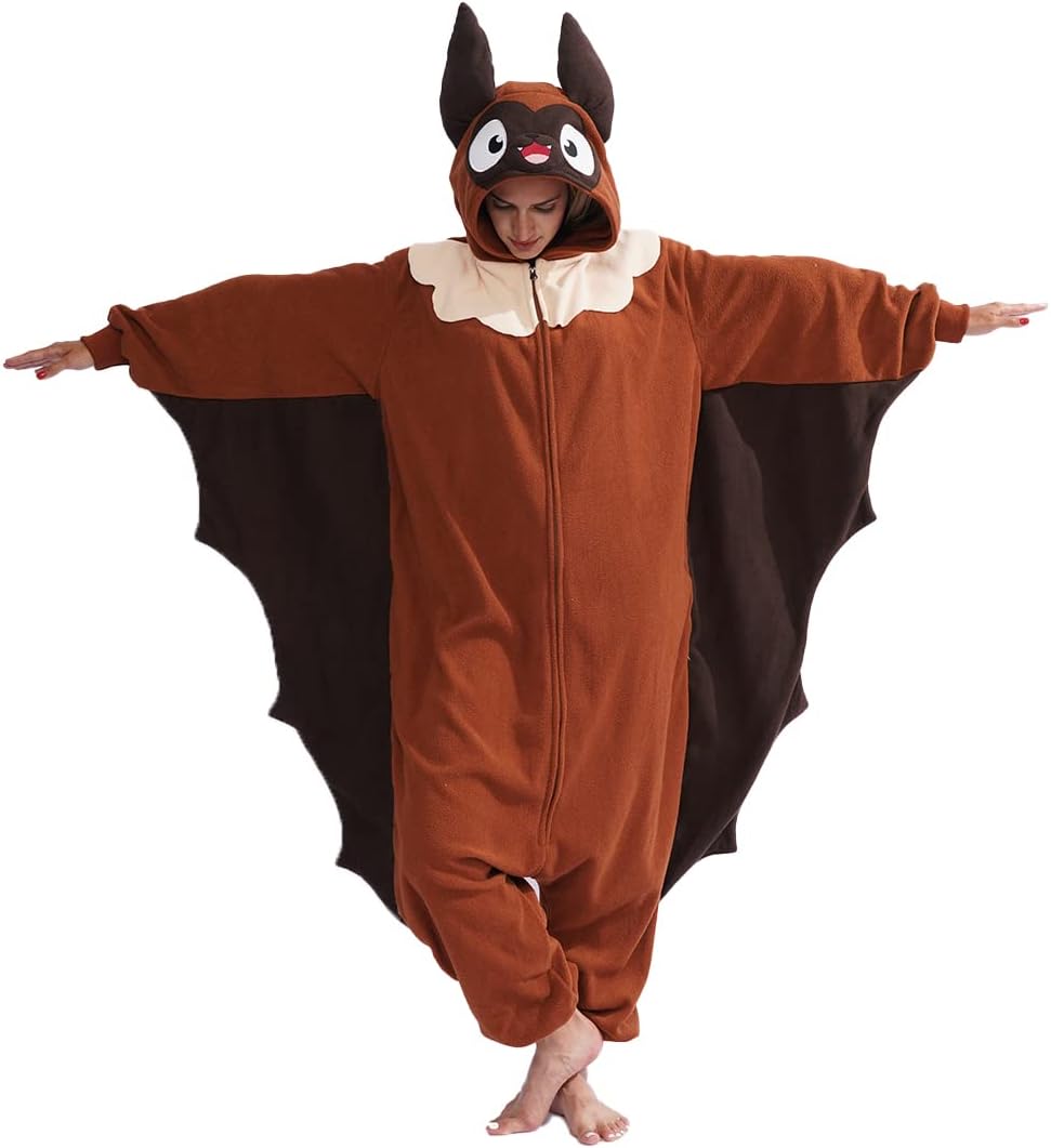 Adult Bat Onesie Pajamas Animal Cosplay Costume Halloween One-Piece Jumpsuit for women men New Onesie Pajamas Large