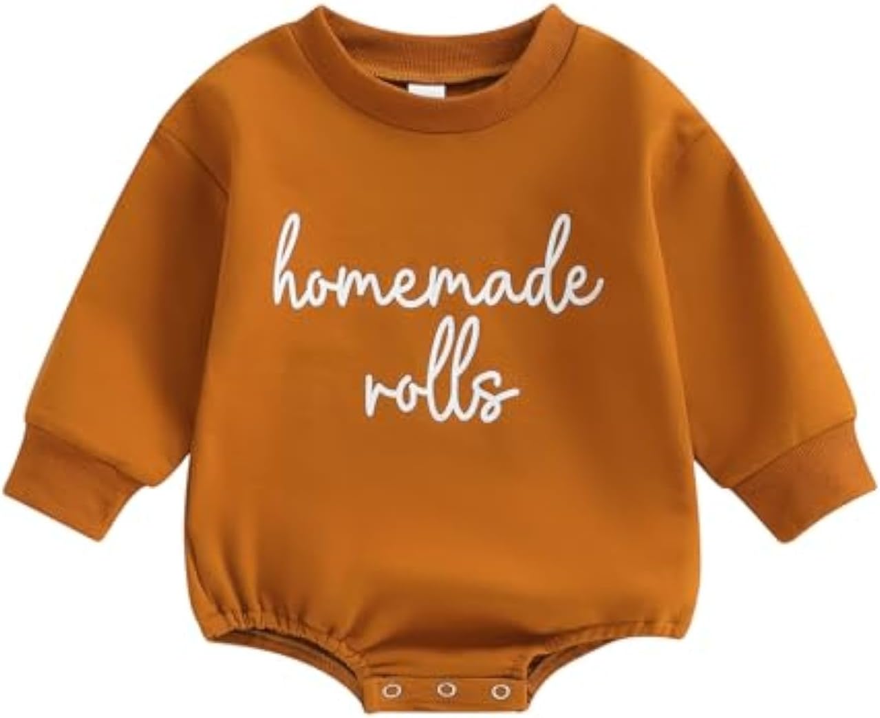 Thanksgiving Baby Girl Boy Outfit Newborn Bubble Romper Fall Winter Infant Long Sleeve Sweatshirt Top Cute Clothes A Homemade Rolls Brown 3-6 Months
