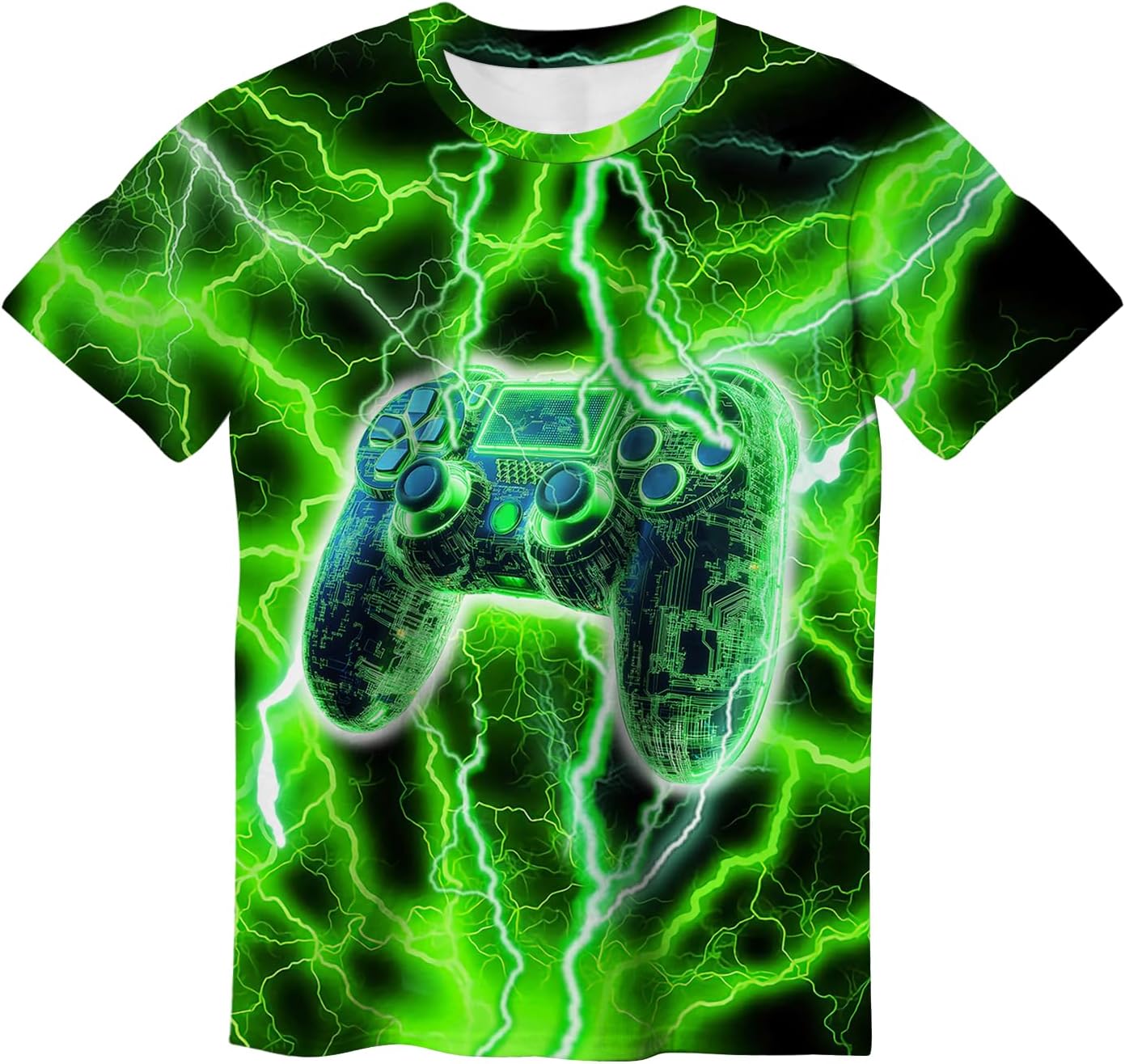 Tie Dye Shirt Kids Neon Shirts for Boys Girls Crewneck Short Sleeve Tee 6-16 Years 6-8 Years Game Green Lightning