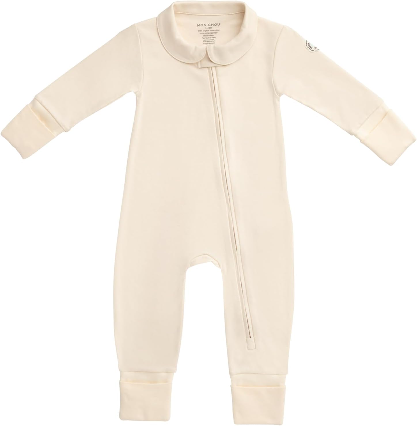 Convertible Footie Pajamas - Soft Organic Cotton Baby Pajamas - 100% Pima Cotton PJ’s & Luxury Newborn Sleepers Ivory 6-9 Months