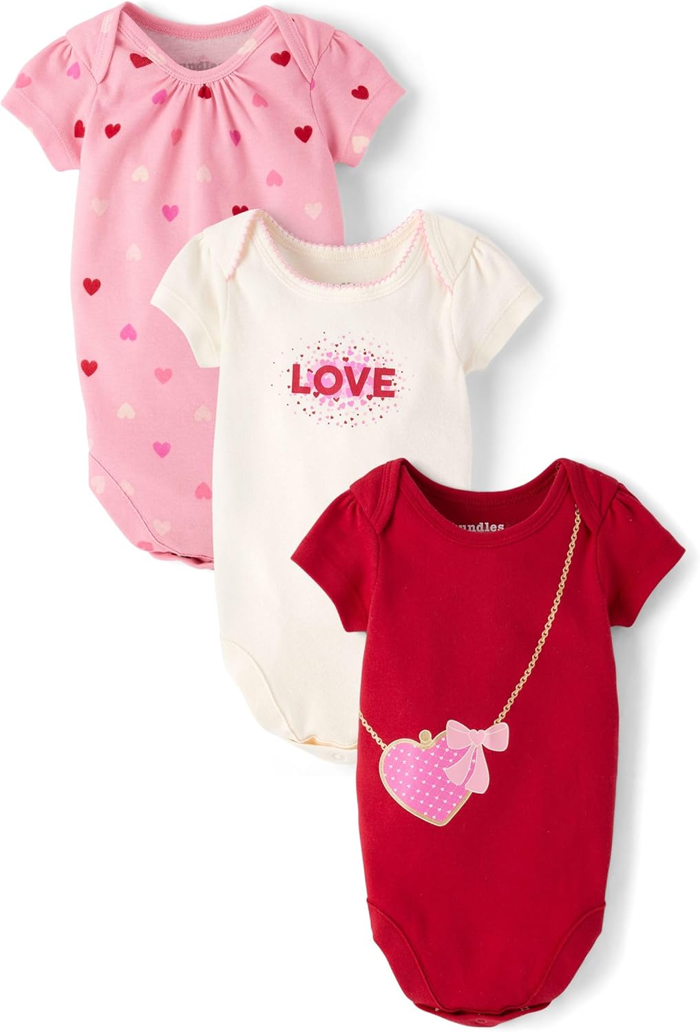 The Children's Place baby-boys And Newborn Short Sleeve Bodysuits, Multipacks 0-3 Months Pink Vday 3-pack