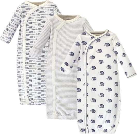Baby Girls' Organic Cotton Kimono Gowns 0-6 Months Hedgehog