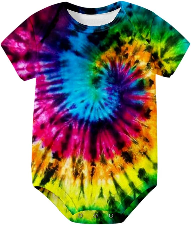 Newborn Baby Tie Dye Clothes Infant One Piece Bodysuit Romper Baby Girls Boys Outfits Multicolor 0-6 Months