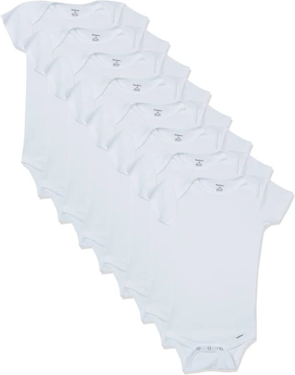 Baby 8-Pack Short Sleeve Onesie Bodysuits Solid White 3-6 Months