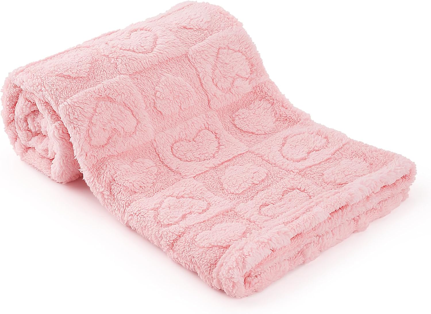 Plush Soft with Heart Checkered Baby Blanket,Fleece Infant Toddler Blankets for Girls Boys,Warm Lightweight Breathable Newborn Receiving Blankets for Crib Stroller 30"×39" (Light Pink, Heart) Light Pink Heart