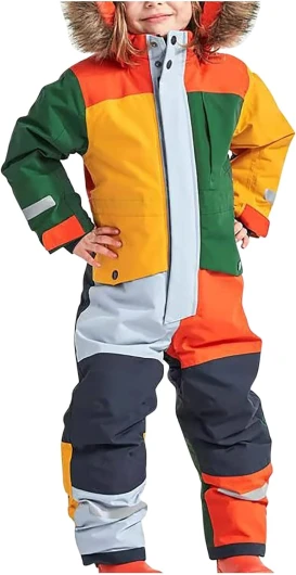 Snow Suit for Kids Girls Boys One Piece Snowsuit Waterproof Windproof Winter Outdoor Overalls Snowboarding Ski Suits 01# Multicolor 8-9 Years