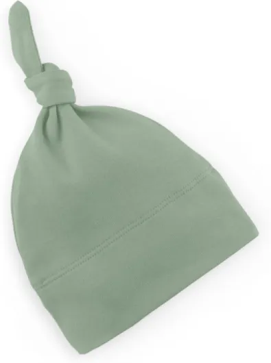 Baby Organic Cotton Knotted Hat - Infant Knit Cap - Newborn Boys and Girls 3-6 Months Thyme