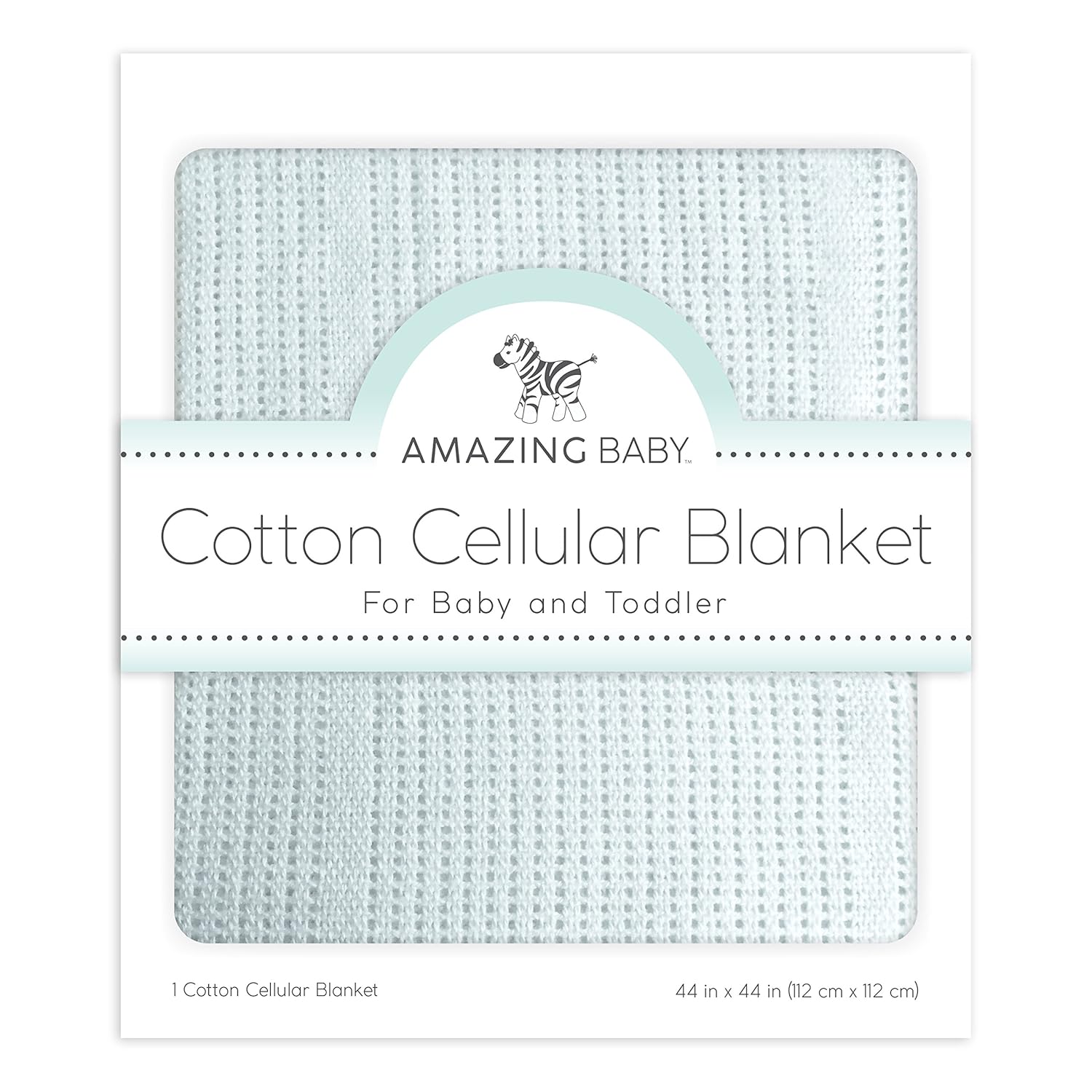 Cellular Blanket, Premium Cotton Knit, Ultra Soft, Breathable, Cozy Gift for Baby Boys and Girls, Favorite Toddler Blanket, 44 x 44 inches (112 x 112 cm), Soft Blue