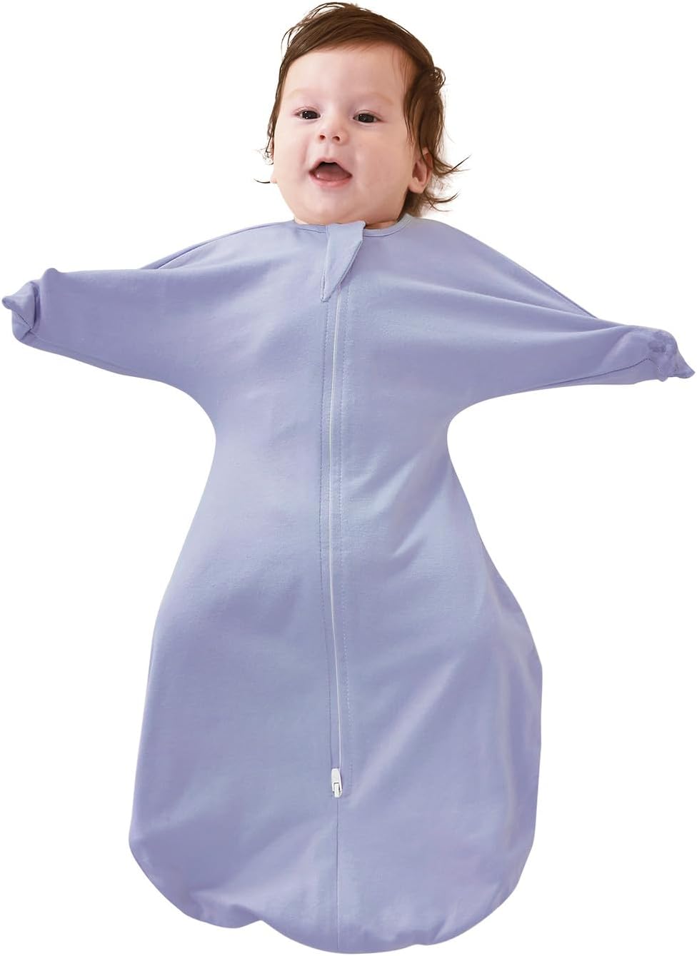 Baby Transitional Swaddles for Newborns: 0.5 Tog Arms Up Sleep Sack 3-6-12 Months Soft Cotton Shark Fin 2 Way Zipper Purple 3-6 Months
