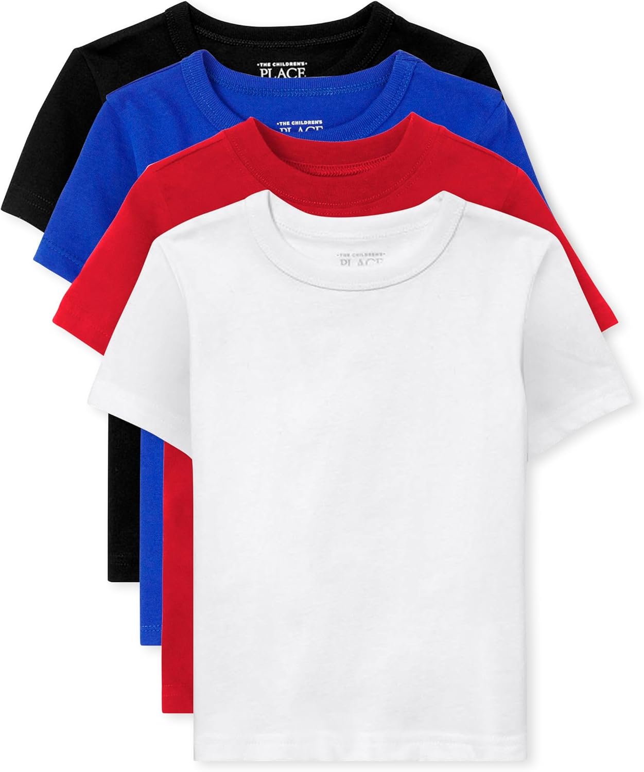 The Children'S Place Baby-Boys And Toddler Basic Short Sleeve Tee 3T Black/Blue/Red/White 4-pack 4