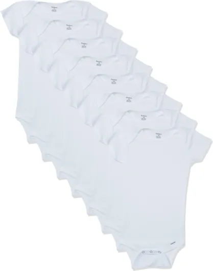 Unisex-baby 8-pack Short Sleeve Onesies Bodysuits 3-6 Months Solid White
