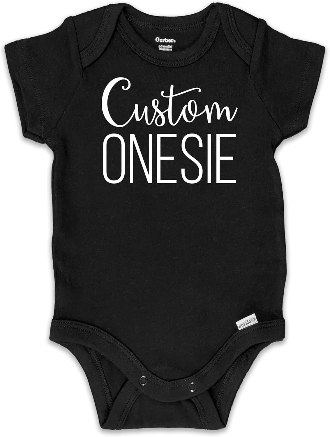 Kate & Meri Custom Baby Onesie Bodysuit - Personalized Baby Romper 6-9 Months Black