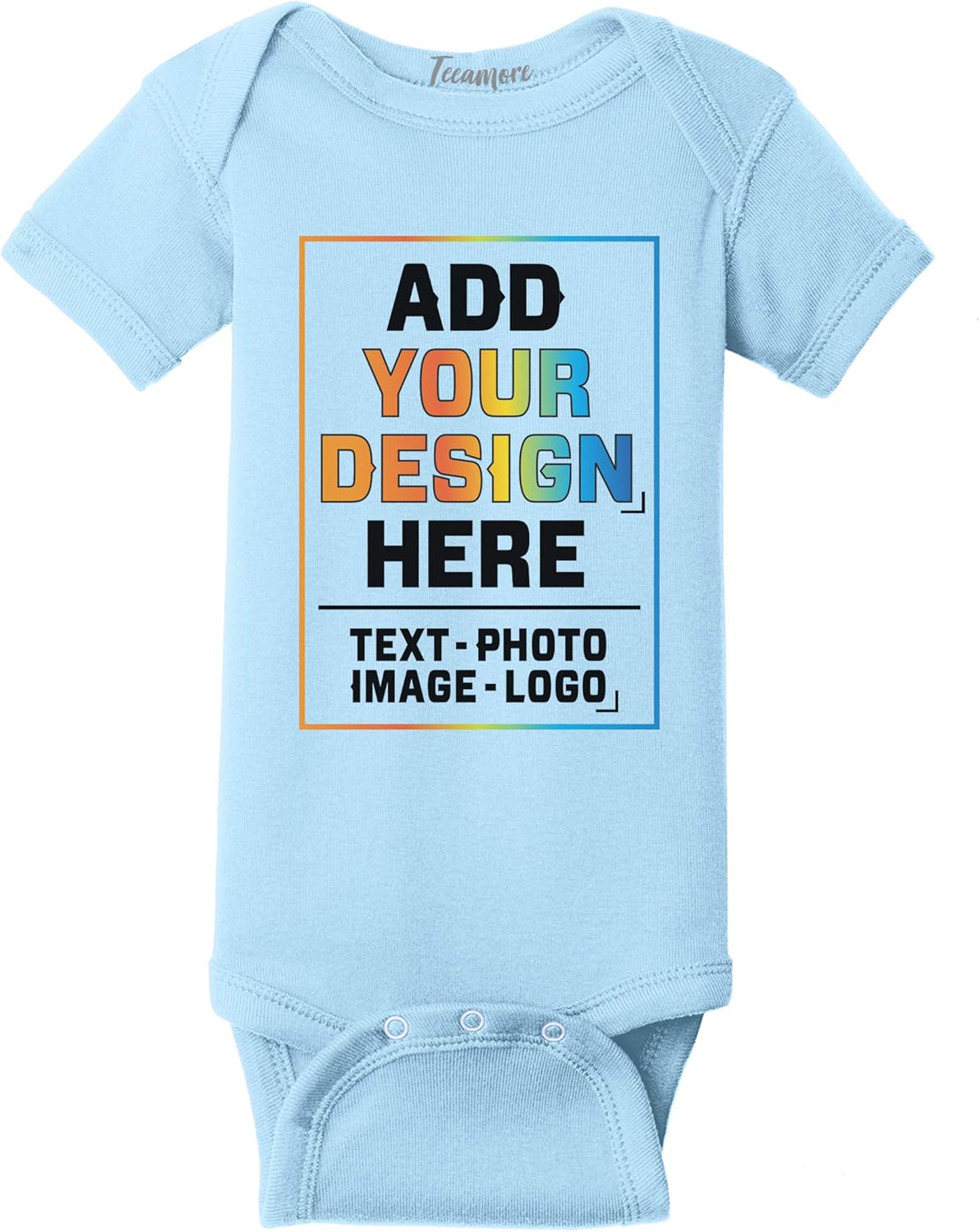Custom Front & Back Print T-Shirt Hoodie Sweatshirt Long Sleeve Tank Top with Your Image for Men Women Kids Baby Baby Bodysuit Baby 12 Months Light Blue