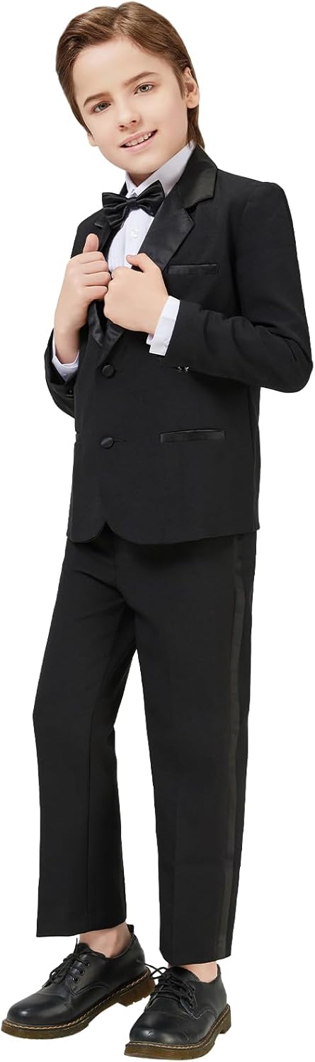 Toddler Boys' 5 Piece Classic Fit Formal Suit Bowtie Set 6 Years Black