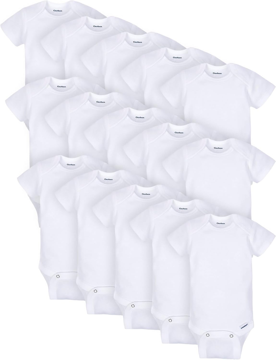 Unisex Baby 15 Piece Onesies Bodysuit Multi Size Pack (0-3M, 3-6M, 6-9M) White